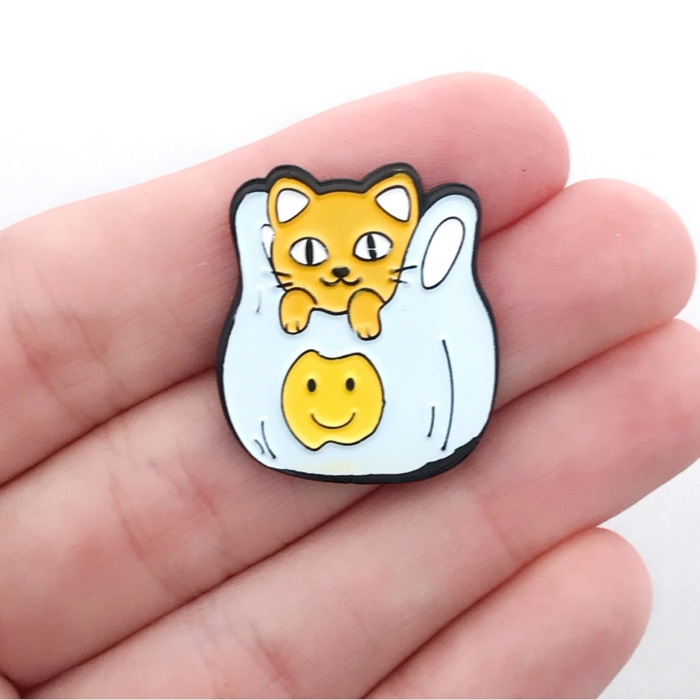 Cat in a Bag Enamel Pin